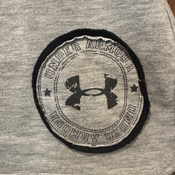 Under Armour Women's Gray Athleisure Activewear Logo Patch Shorts - Picture 3 of 4